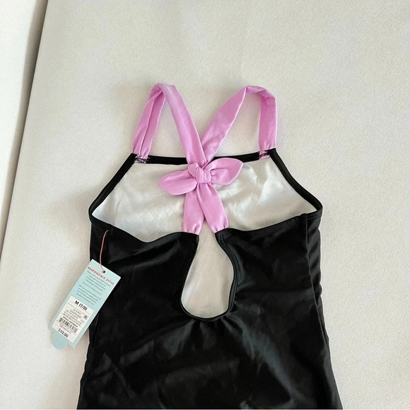 One Piece Swimsuit Cat & Jack Black/Purple Back Detail Kids - Picture 3 of 5